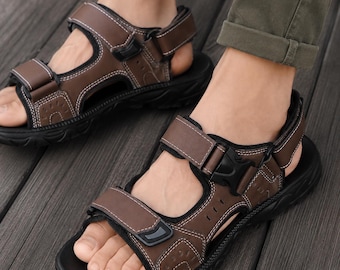 Men's PU Leather Outdoor Sandals | Lightweight Casual Walking & Beach Shoes
