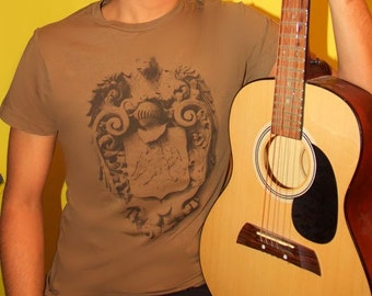 V&A Museum T-Shirt, Hand-Printed, Medieval Coat of Arms, 100% Cotton