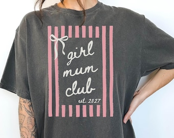Girl Mom Club Shirt, Coquette New Mom Shirt for Baby Announcement, Custom Gender Reveal Tee, Baby Shower Gift, Expectant Mom, First Time Mom
