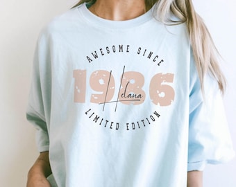 Custom Birth Year Shirt – Awesome Since Vintage Birthday Shirt – Comfort Colors Limited Edition – Personalized Name & Year Milestone Gift