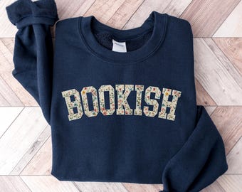 Book Lover Gift for Book Club, Readers & Librarians, Comfy Cottagecore Reading Sweater, Bookish Flower Sweatshirt, Gift for Mom or Grandma
