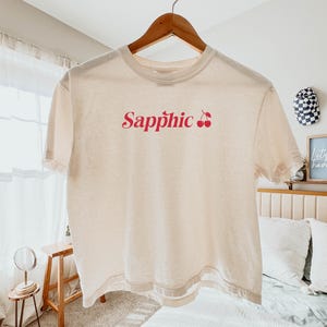 Sapphic Shirt, Lesbian Pride Shirt, Coquette Cherry Design on a Womens Boxy Comfort Colors Tee, Retro Gay and LGBTQ Shirt, Queer Gift