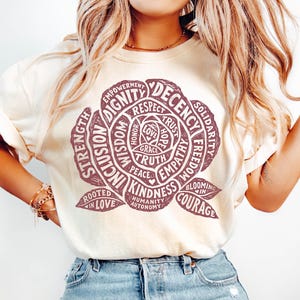 Feminist Rose Shirt, Female Empowerment Comfort Colors Linocut Vintage Tee, Subtle Womens Rights Protest Shirt, Cottagecore Resistance Gift