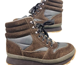 Botas vintage masculinas LL BEAN tamanho 8W com forro de sherpa, isolamento térmico Thinsulate e fecho de velcro para caminhadas e neve.