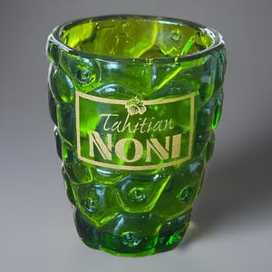 vintage Green Tahitian Noni Superfruit Juice Glass Shot
