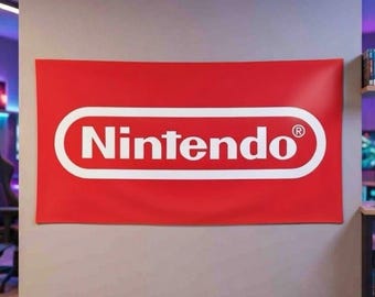 ビンテージ 任天堂ストアディスプレイ用マグネットバナー 47 x 23.5インチ 赤と白