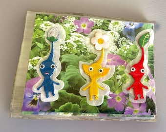 Pikmin 3 Nintendo Wii U Werbeaufnäher Set Blau Gelb Rot 2013 NEW Promo