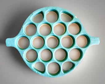 Salvamanteles de cerámica con diseño de panal, color azul turquesa, estilo Van Briggle