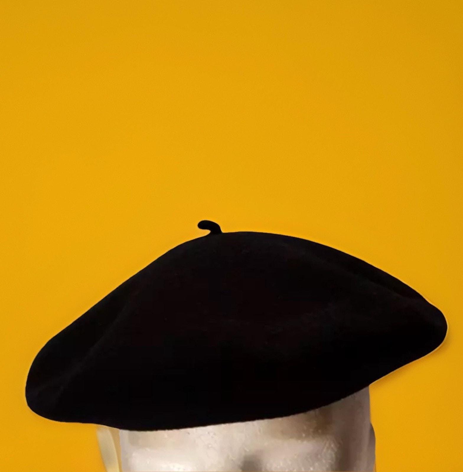 Vintage 100% Wool LordsBeret Black Made Africa French Hat Beret Paris Trip Laulhere-France  main image 2