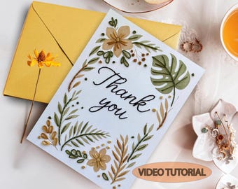 Paper embroidery card digital download tutorial with videos