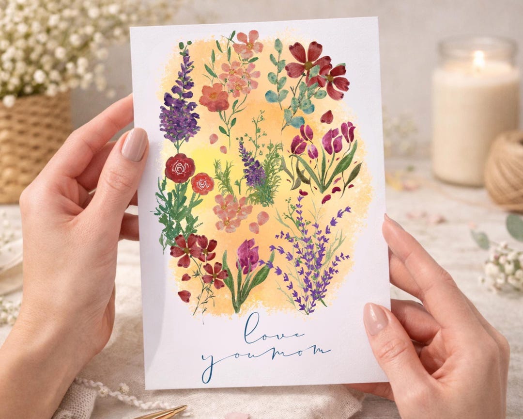 Floral Mother's Day Card, Watercolor Flowers, Printable PDF & PNG - Etsy