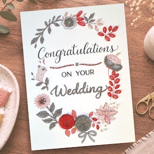 Wedding Embroidery Card PDF Pattern with Video Tutorial (Digital Download)