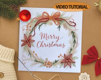 DIY Christmas Card Embroidery Pattern: Video Tutorial (Digital Download)