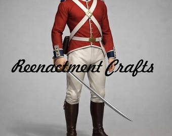 Kurtka oficerska w brytyjskim czerwonym mundurze: mundur wojskowy żołnierza kolonialnego z XVIII wieku, kurtka oficerska piechoty z epoki gruzińskiej