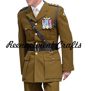 British Army Uniform, British Officer Uniform, WWII Officer Jacket, khaki wool Uniform, Royal Artillery SD Coat, Military Cosplay Outfit, British military dress, World war 2 costume, Military reenactment, Officer service dress, Historical army uniform, WWii British Officer, Vintage military coat, Army dress uniform, British Colonial Uniform, Royal British Tunic, Union Army Jacket, Cavalry Jacket, Military collector item, War history costume