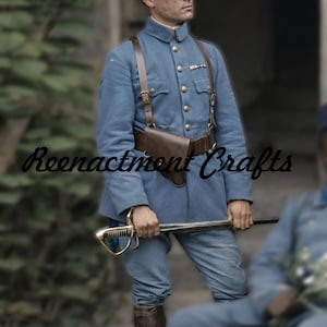 French Military Blue Wool Tunic: 20th Century WW1 Soldier Uniform, Infantry Officer Jacket