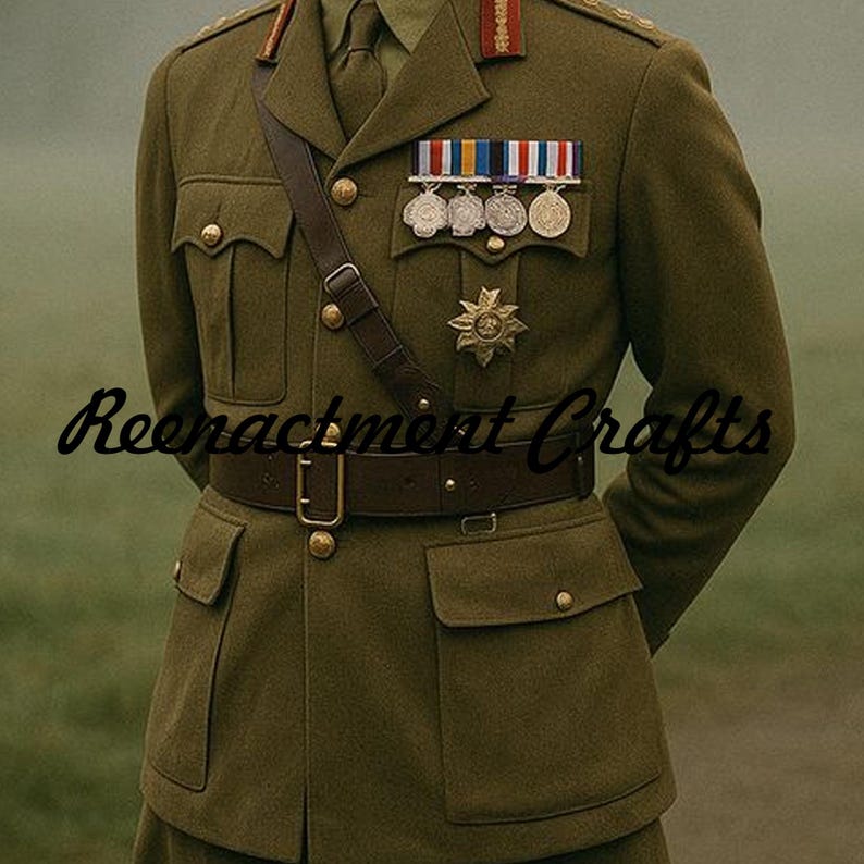 Military Service Dress Coat, Officer Tunic Jacket, British Army Uniform, British Officer Uniform, WWII Officer Jacket, Early 20th Century Uniform, Historical Military Coat, Men’s Army Uniform Jacket, Olive Wool Coat, Vintage Military Costume, Reenactment Uniform Coat, Theater Costume Military, Period Military Clothing, British Colonial Uniform, World War Era Costume, Military Cosplay Outfit, Formal Army Dress Coat