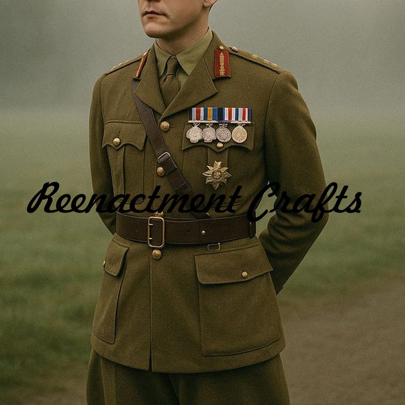 Military Service Dress Coat, Officer Tunic Jacket, British Army Uniform, British Officer Uniform, WWII Officer Jacket, Early 20th Century Uniform, Historical Military Coat, Men’s Army Uniform Jacket, Olive Wool Coat, Vintage Military Costume, Reenactment Uniform Coat, Theater Costume Military, Period Military Clothing, British Colonial Uniform, World War Era Costume, Military Cosplay Outfit, Formal Army Dress Coat