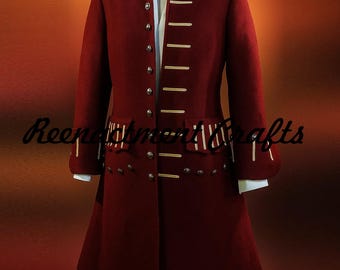 Płaszcz w stylu steampunk: bordowy wełniany kostium cosplay, płaszcz kapitana piratów Jacka Sparrowa