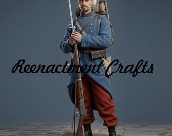 Mundur francuskiego piechura: niebieski wełniany płaszcz żołnierza z I wojny światowej, kurtka oficera pułkownika, wojskowy steampunk