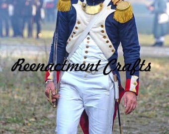 Manteau d'officier napoléonien français - Uniforme militaire en laine bleu marine
