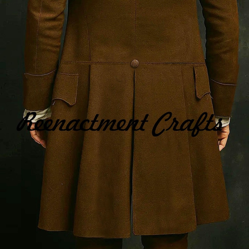18th Century Reenactment Coat : Regency Style Brown Wool Frock Coat, Colonial Cosplay, Men Regency Style Frock Coat, Colonial Gentleman Outfit Halloween Costume Coat, Historical Cosplay Coat, Reenactment Coat, Brown Wool Coat, 18th Fashion Frock Coat, Patriotic Outfit, Steampunk Frock Coat, Handmade Frock Coat, French War Frock Coat, Inspired Frock Coat, Brown Wool Outfit