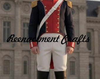 Napoleonic Military Officer Coat – 19th Century Navy Blue Wool French Uniform | Historical Reenactment Costume