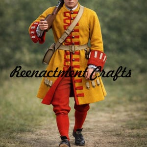Revolutionary War Military Uniform: 18th Colonial Soldier yellow Wool Frock Coat, British Soldier Jacket