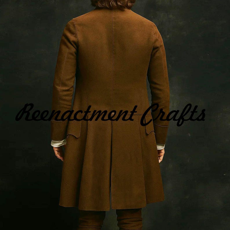 18th Century Reenactment Coat : Regency Style Brown Wool Frock Coat, Colonial Cosplay, Men Regency Style Frock Coat, Colonial Gentleman Outfit Halloween Costume Coat, Historical Cosplay Coat, Reenactment Coat, Brown Wool Coat, 18th Fashion Frock Coat, Patriotic Outfit, Steampunk Frock Coat, Handmade Frock Coat, French War Frock Coat, Inspired Frock Coat, Brown Wool Outfit