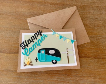 Happy Camper Card, birthday party, camping theme party, retirement party, baby shower