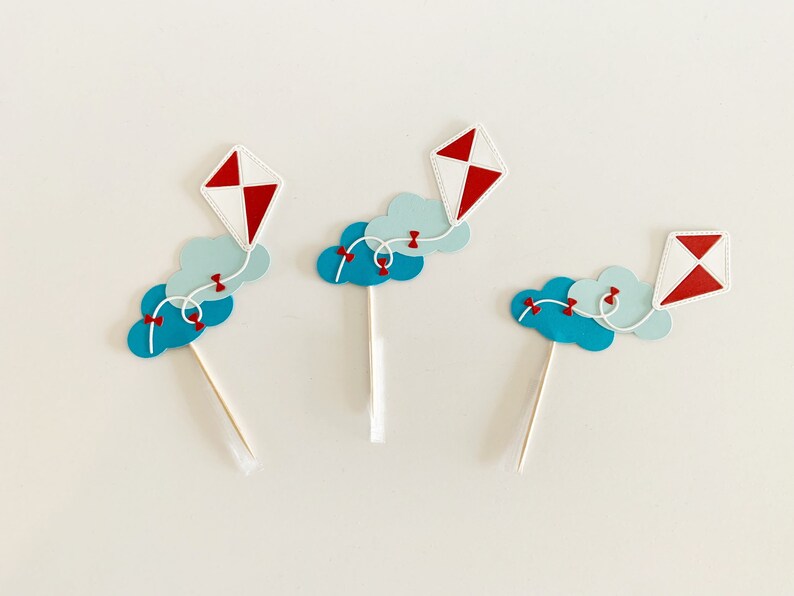 Kite Cupcake Toppers Kite in Clouds Birthday Baby Shower Etsy