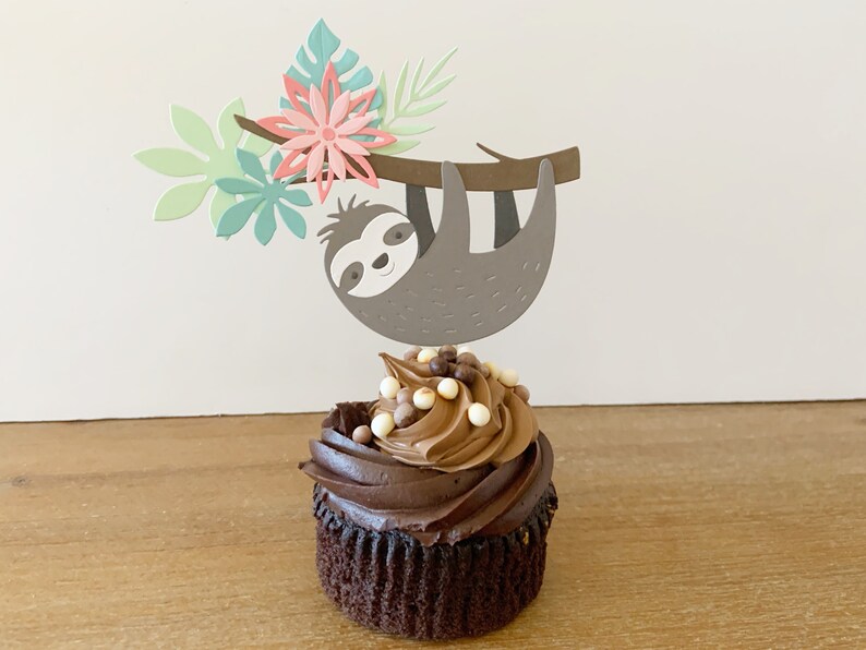 Sloth Cupcake Toppers Cake Bunting 1st Birthday Etsy