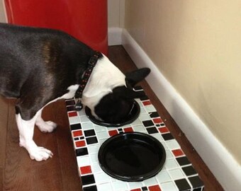 Dog Feeder, two bowl diner, cat feeder, small raised dog bowls, interior design trends