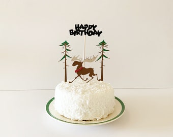 Moose Cake Topper, moose and tree toppers, birthday, Christmas