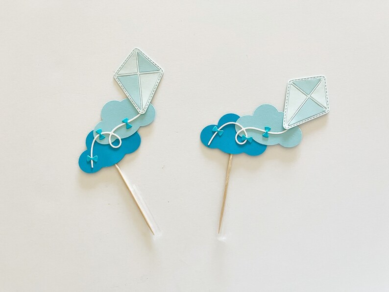 Kite Cupcake Toppers Kite in Clouds Birthday Baby Shower Etsy