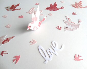 Love Bird Confetti, Wedding Decor, Garden Party, Bridal Shower Decor, Unique Layered Bird Confetti, Baby Shower Decor, 3D Paper Birds