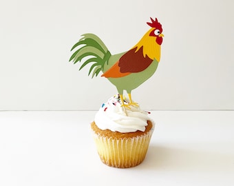 Rooster Cupcake Toppers, chick toppers, farm theme toppers