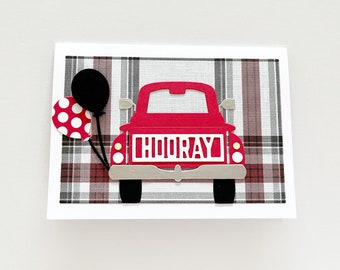 Truck Birthday Card, truck thanks card, for you card, hooray card