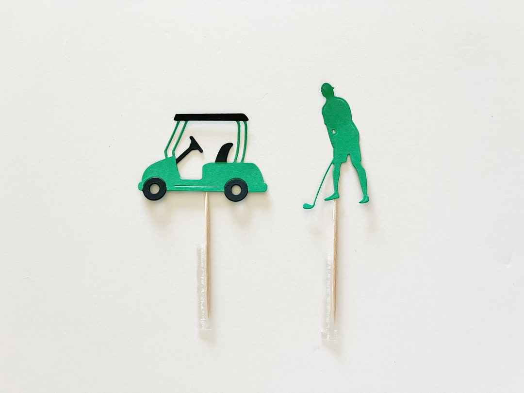 Golf Theme Cupcake Toppers, Birthday, Golf Cart, Golfers, Golf Confetti