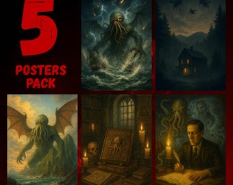 Lovecraft Cthulhu Poster Set – Gothic Horror Wall Art (Digital Download)