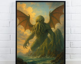 Cthulhu R'lyeh Poster – Lovecraft Cosmic Horror Art (Digital Download)