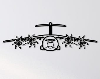 Arte mural metálico frontal del Airbus A400M - Silueta de avión decorativa para entusiastas de la aviación