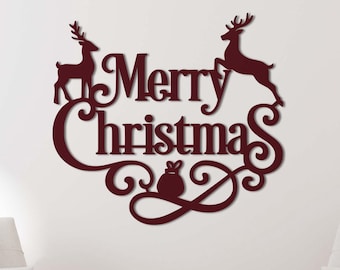 Decoración navideña de pared en metal: Renos.