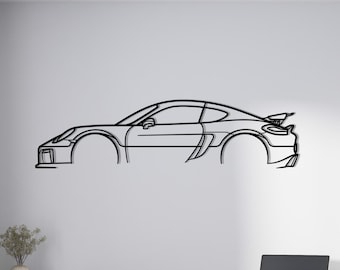 Porsche Cayman GT4 Metal Silhouette Wall Art | Steel Car Decor (16"-55")