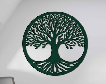 Arte de pared de metal del Árbol de la Vida: Diseño floral redondo