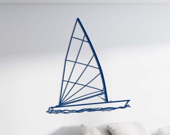 Arte mural de metal con forma de velero - Arte mural de yate / Decoración náutica oceánica / Arte mural de metal premium para el hogar o la oficina