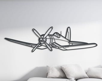 Arte mural metálico Vought F4U Corsair / Silueta de avión decorativa para entusiastas de la aviación