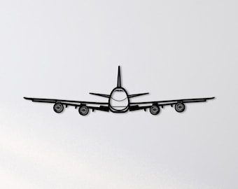 Arte mural metálico del Boeing 747 / Reina de los cielos / Silueta de avión decorativa para entusiastas de la aviación