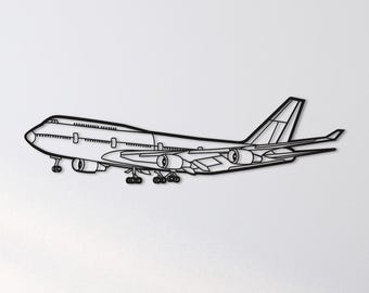 Arte mural metálico B747 Angle / Reina de los Cielos / Silueta de avión decorativa para entusiastas de la aviación
