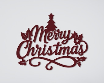 Arte de pared navideño festivo / Decoración navideña de metal para el hogar o la oficina / Regalo de Navidad